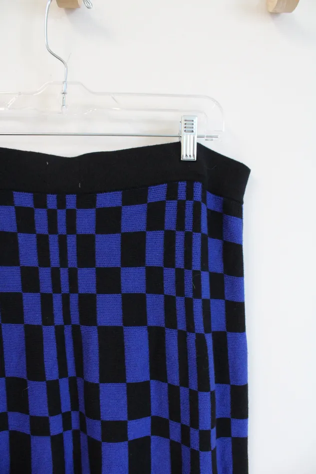 Future Collective Kahlana Barfield Brown Blue Black Checkered Knit Skirt 1X Future Collective Rings
