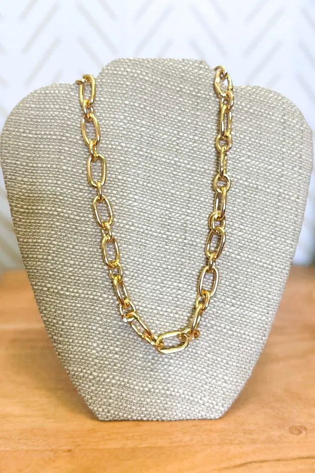 Gold Tone Paper Clip Chain Link Necklace Gold Judson Necklaces