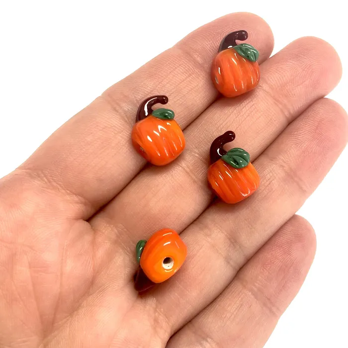 Halloween Pumpkin Hand Made Murano Glass Charm Peppy Beads Earrings