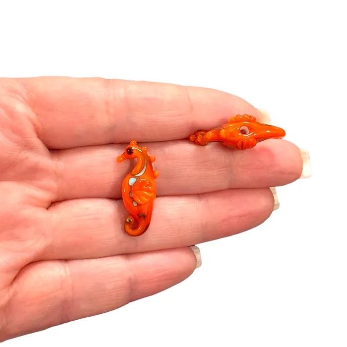 Hand Made Murano Glass Sea Horse Charm Peppy Beads Charm Necklaces
