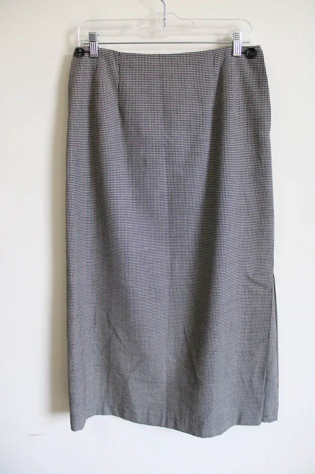 Harve Benard Vintage Harve Benard Wool Black Houndstooth Skirt 10 Petite Rings