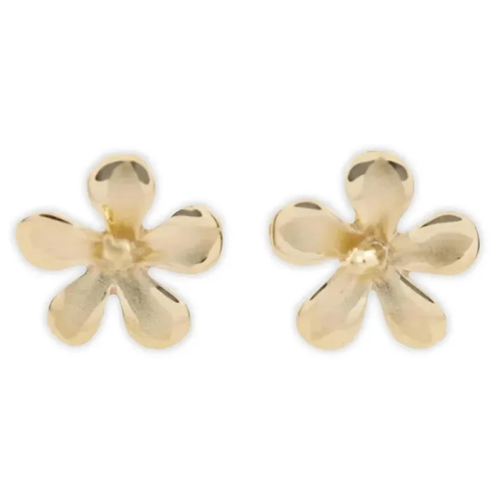 Hawaiianmade 14K Gold Hibiscus Earrings Island Fine Jewelry Earrings