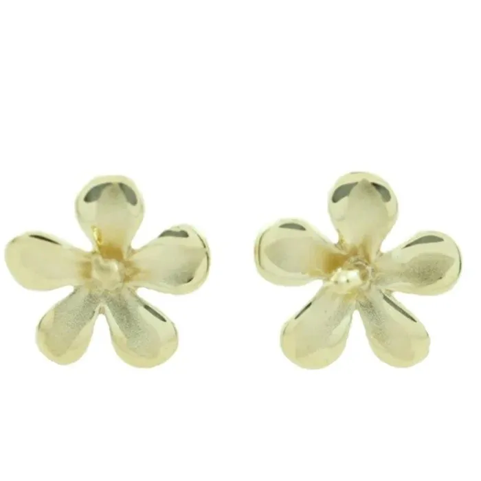 Hawaiianmade 14K Gold Hibiscus Earrings Island Fine Jewelry Earrings