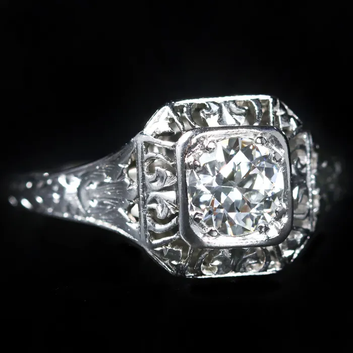 Heirloom Jewelers Art Deco Platinum 055 Carat Old European Cut Diamond Ring Rings Heirloom Jewelers Art Deco Platinum 055 Carat Old European Cut Diamond Ring Rings