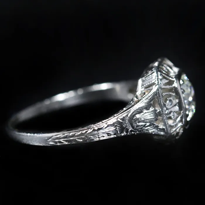 Heirloom Jewelers Art Deco Platinum 055 Carat Old European Cut Diamond Ring Rings