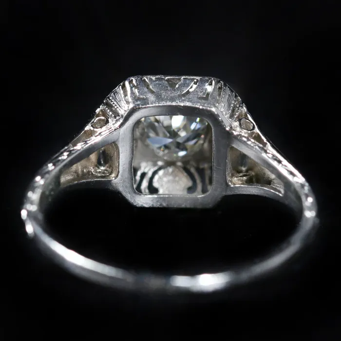 Heirloom Jewelers Art Deco Platinum 055 Carat Old European Cut Diamond Ring Rings