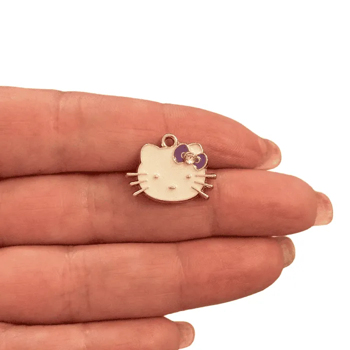 Hello Kitty Purple Bow Charm Peppy Beads Charm Necklaces