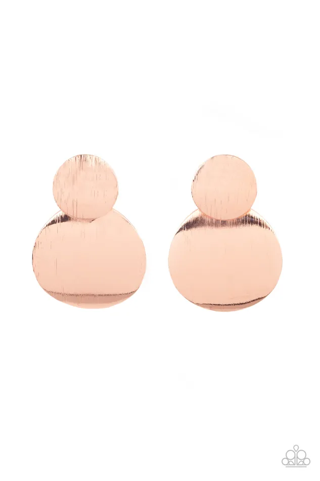 Here Today GONG Tomorrow Copper Paparazzi Accessories Earrings