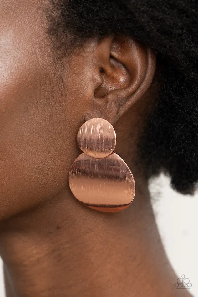 Here Today GONG Tomorrow Copper Paparazzi Accessories Earrings