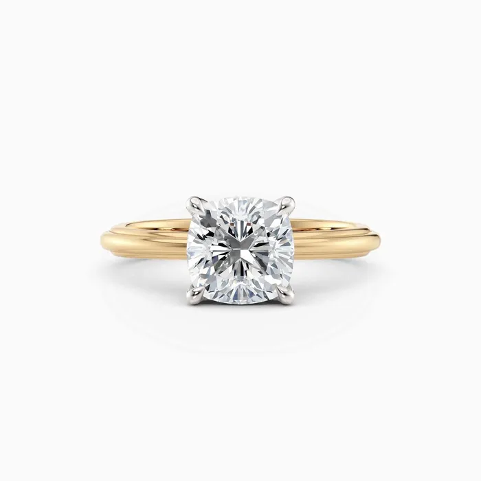 Honey Jewelry Co Rings Abby Cushion Solitaire Tapered Band Engagement Ring Honey Jewelry Co Rings Abby Cushion Solitaire Tapered Band Engagement Ring