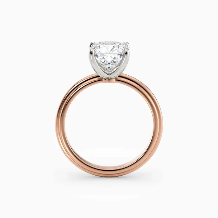 Honey Jewelry Co Rings Abby Cushion Solitaire Tapered Band Engagement Ring