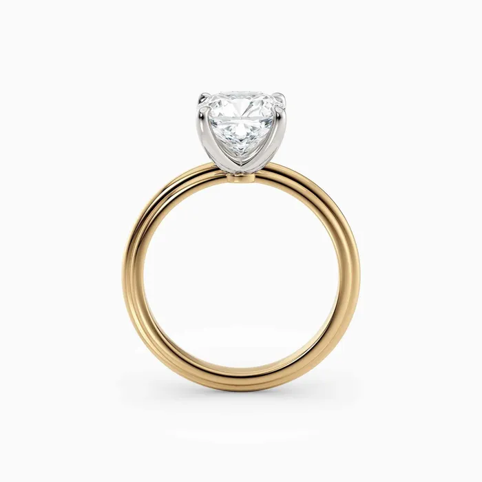 Honey Jewelry Co Rings Abby Cushion Solitaire Tapered Band Engagement Ring