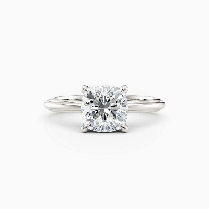 Honey Jewelry Co Rings Abby Cushion Solitaire Tapered Band Engagement Ring