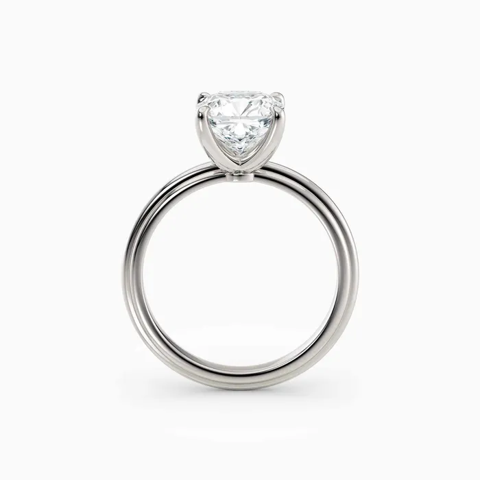 Honey Jewelry Co Rings Abby Cushion Solitaire Tapered Band Engagement Ring