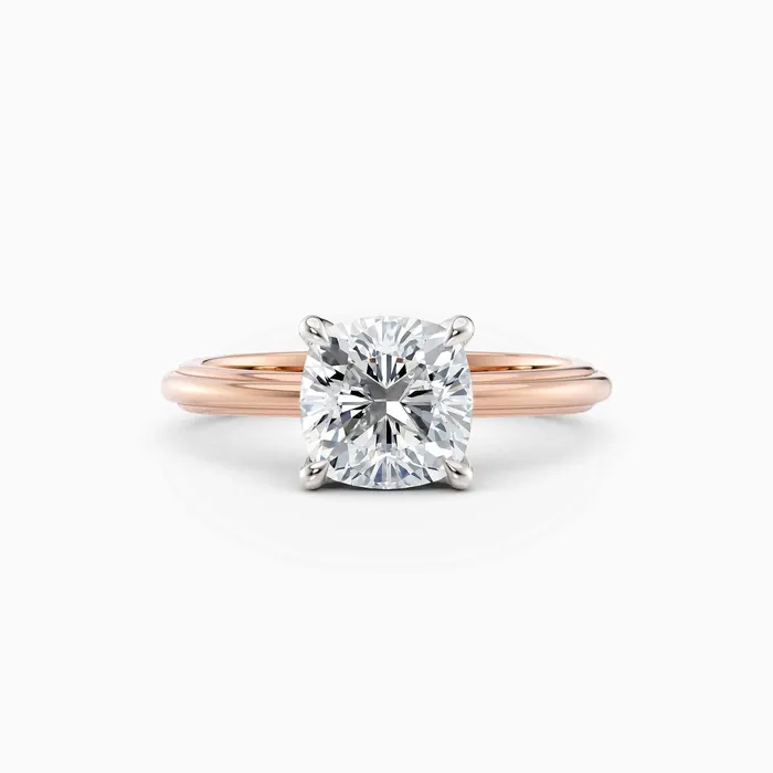 Honey Jewelry Co Rings Abby Cushion Solitaire Tapered Band Engagement Ring