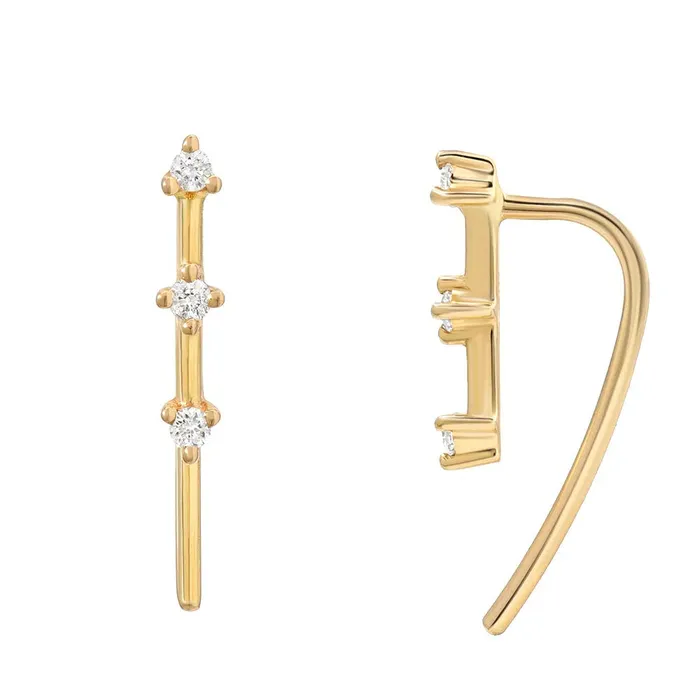 Hook Earrings with Mini Souli Diamonds Yellow Gold Liven Co Earrings