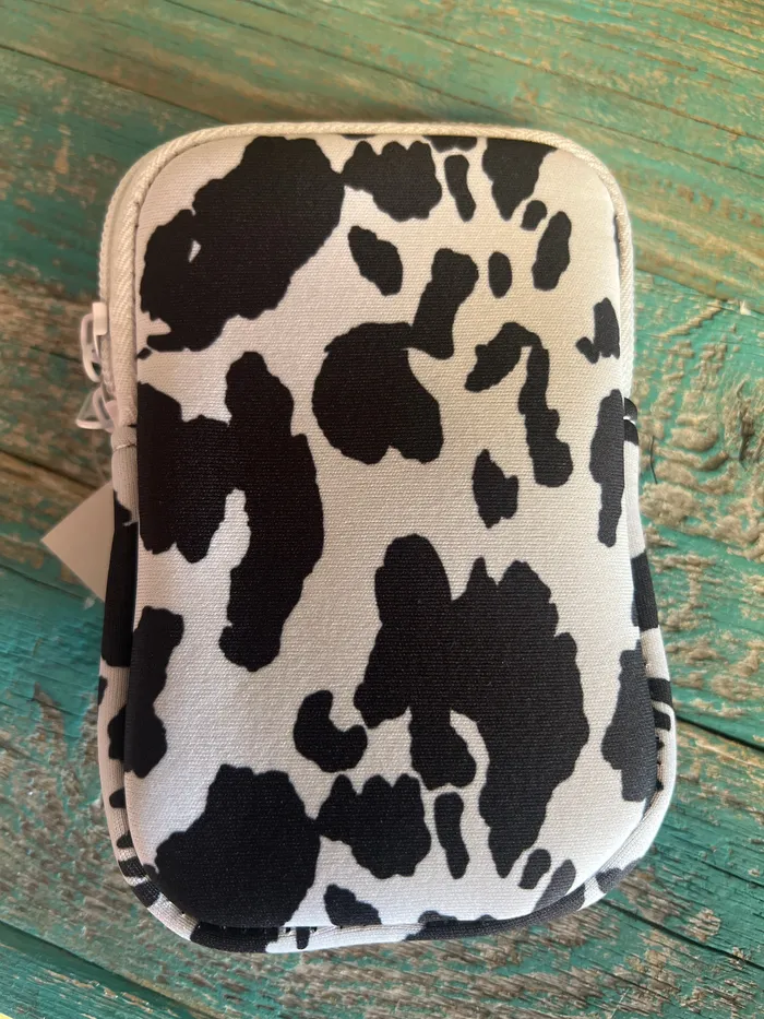 HOTLINE WHOLESALE Necklaces TUMBLER POUCH WITH VELCRO STRAP COW PRINT