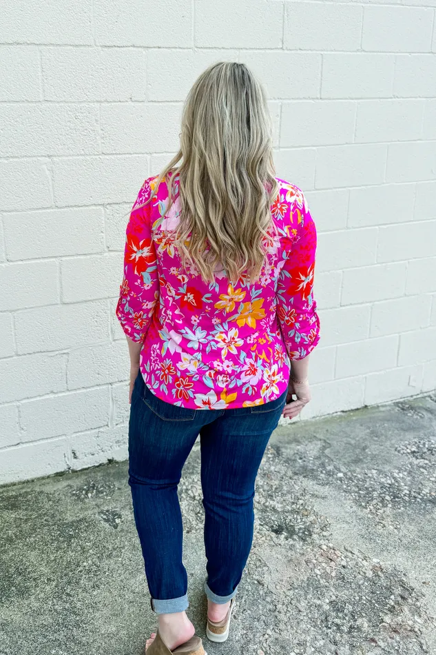Hottie In The Pink Floral Lizzy Top Dear Scarlett Earrings