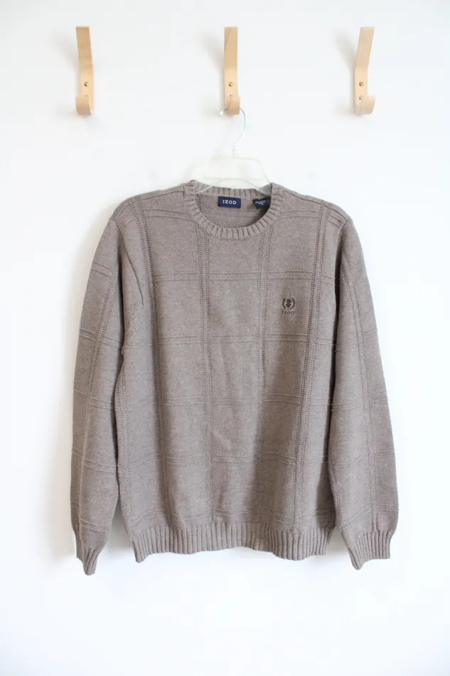 Izod Tan Crew Neck Sweater M Izod Earrings