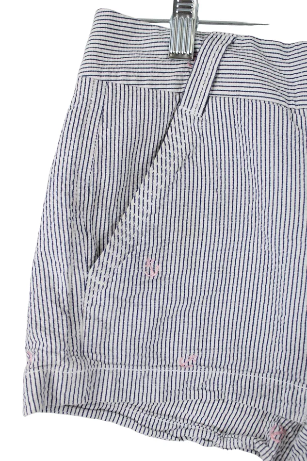 JCrew Rings JCrew City Fit White Blue Striped Shorts 2