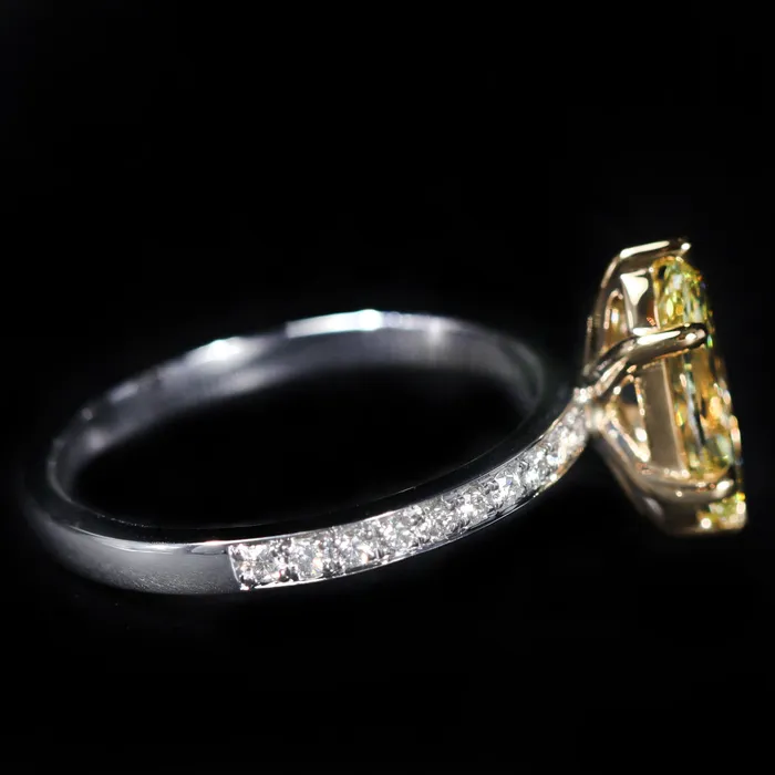 JS Simmons Diamond Consultants Rings 18K White Gold Yellow Gold 102 Carat Fancy Light Yellow Diamond Engagement Ring