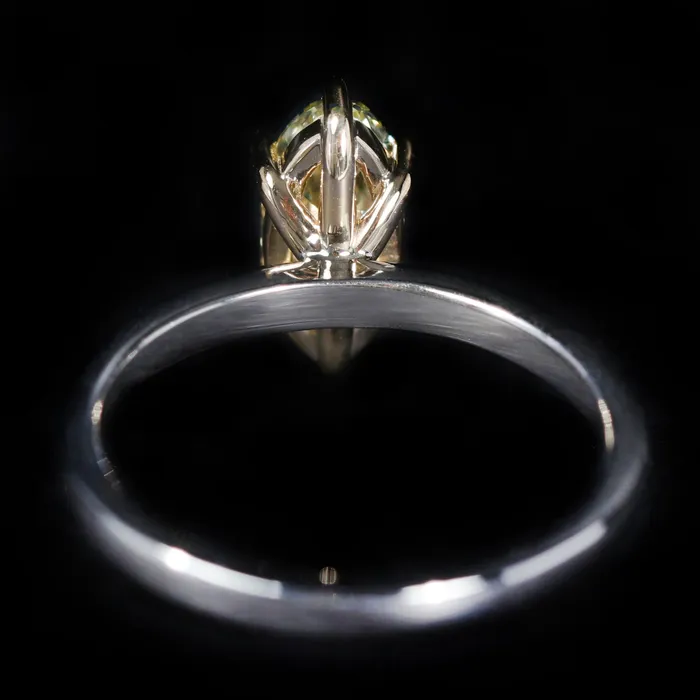 JS Simmons Diamond Consultants Rings 18K White Gold Yellow Gold 102 Carat Fancy Light Yellow Diamond Engagement Ring