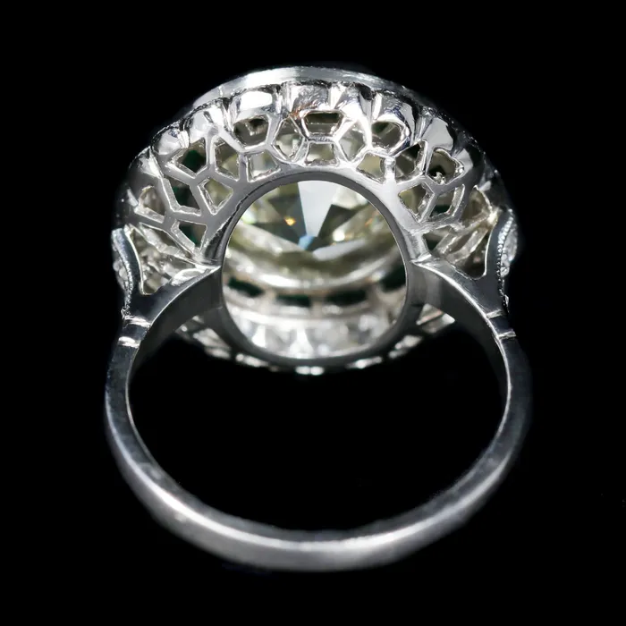 Jack Pritchard Rings Estate Platinum 592 Carat Old European Cut Diamond and Emerald Engagement Ring