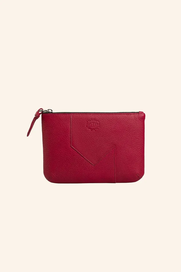 JL pouch leather Berry red justineleconte1 Earrings