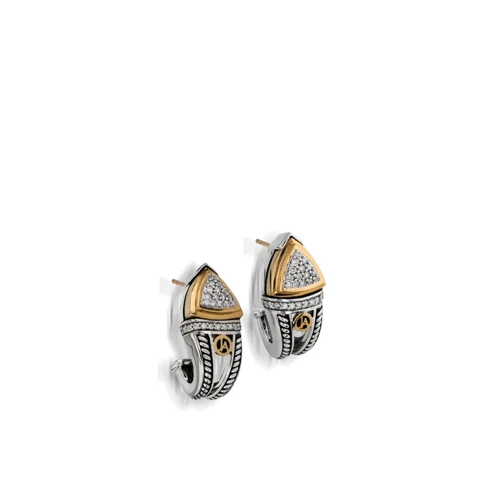 John Atencio Earrings Arrivo Pave Diamond Huggie Hoop Earrings