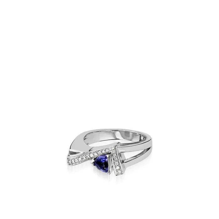 John Atencio Rings Pinnacle Petite Gemstone Ring with Pave Diamonds