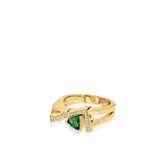 John Atencio Rings Pinnacle Petite Gemstone Ring with Pave Diamonds