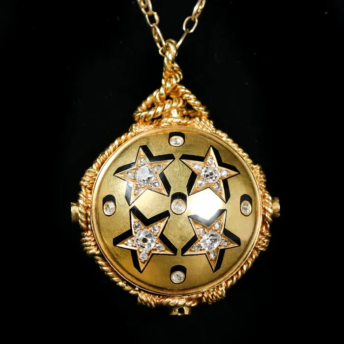 John T Haynes Inc Victorian 18k Yellow Gold 100 CTW Diamond Locket BroochPendant Necklaces John T Haynes Inc Victorian 18k Yellow Gold 100 CTW Diamond Locket BroochPendant Necklaces