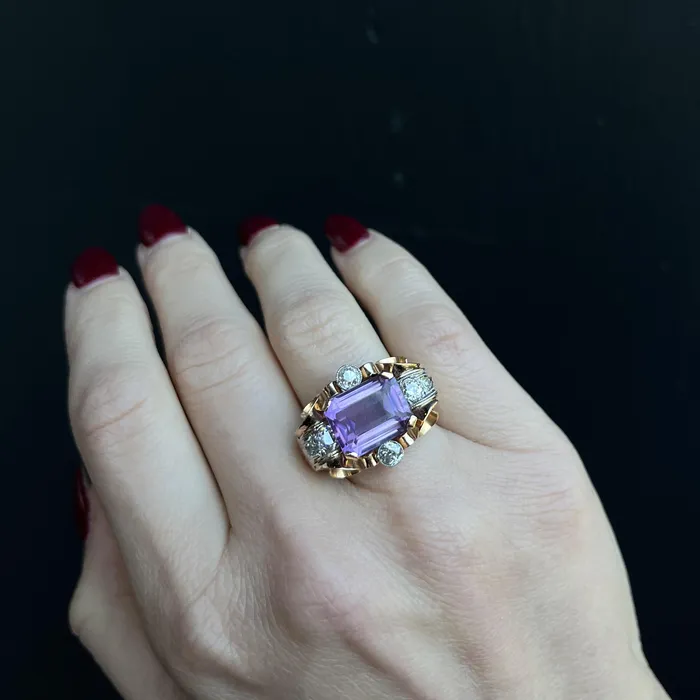 Jordan Clines Retro 100 Carat Amethyst and Diamond Ring Rings