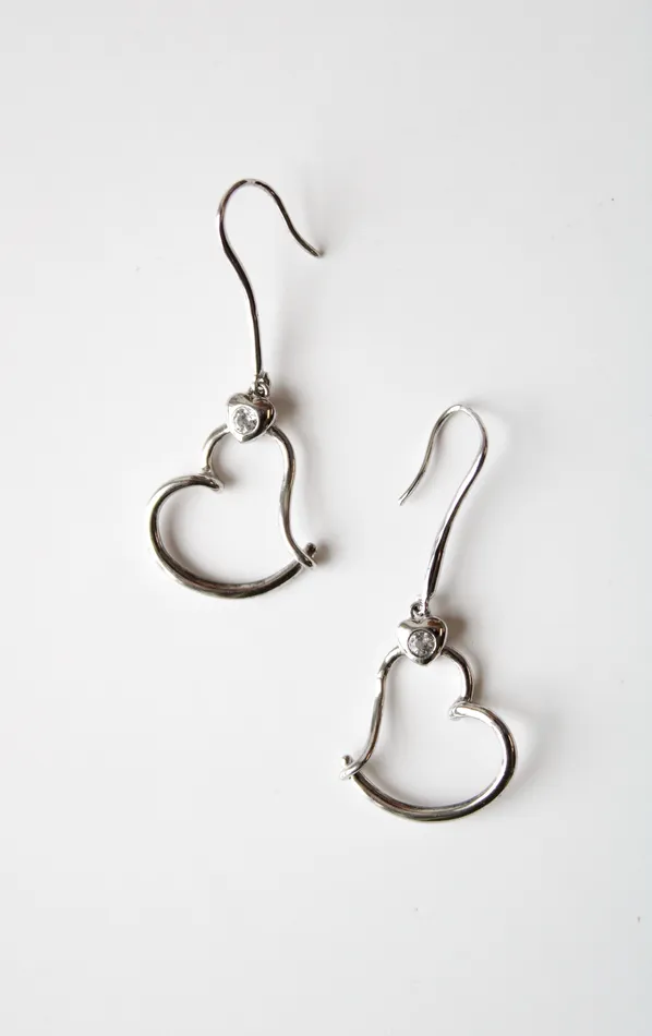Jubilee Thrift Earrings Dangle Open Heart Sterling Silver Earrings