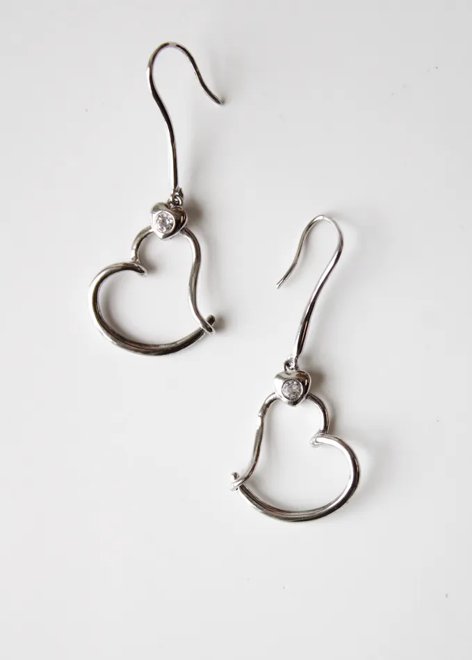 Jubilee Thrift Earrings Dangle Open Heart Sterling Silver Earrings