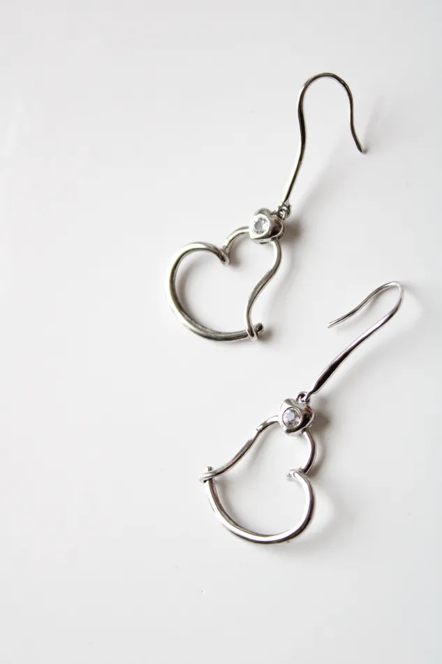 Jubilee Thrift Earrings Dangle Open Heart Sterling Silver Earrings