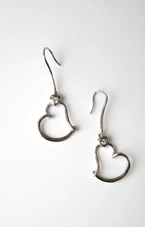 Jubilee Thrift Earrings Dangle Open Heart Sterling Silver Earrings