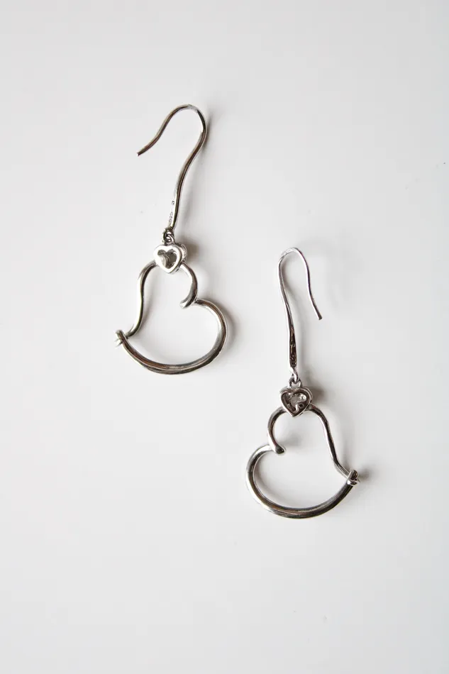 Jubilee Thrift Earrings Dangle Open Heart Sterling Silver Earrings