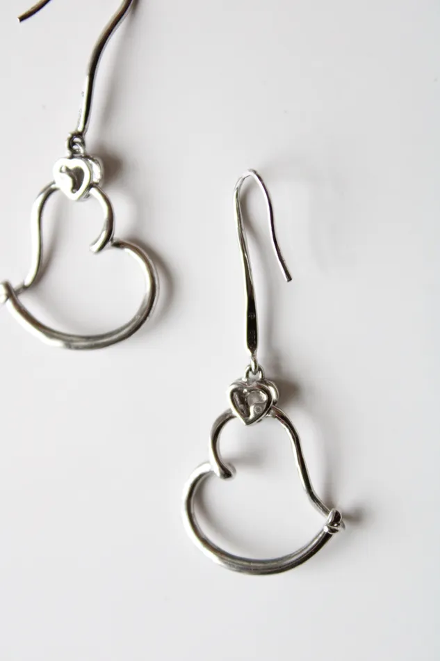 Jubilee Thrift Earrings Dangle Open Heart Sterling Silver Earrings