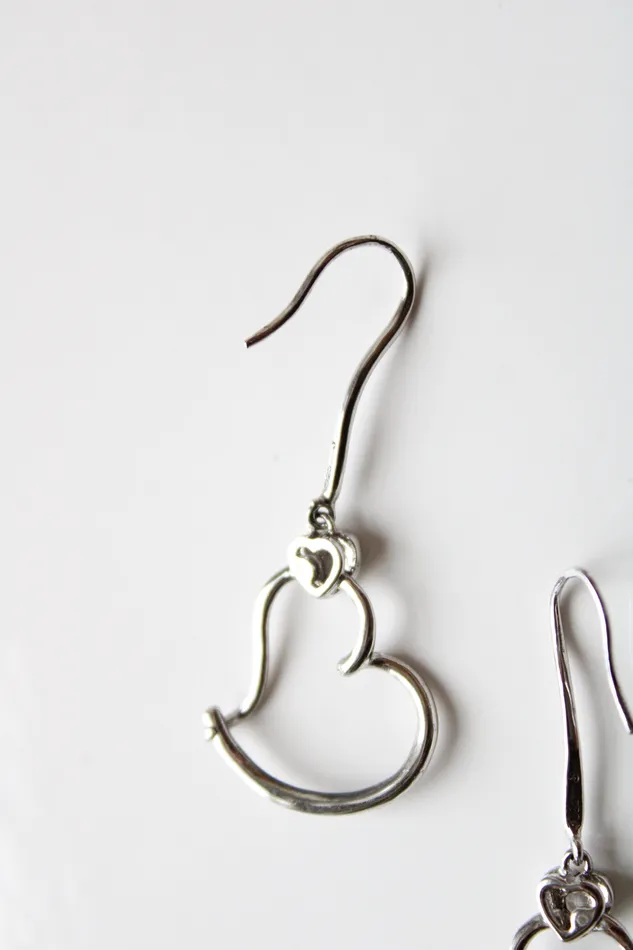 Jubilee Thrift Earrings Dangle Open Heart Sterling Silver Earrings