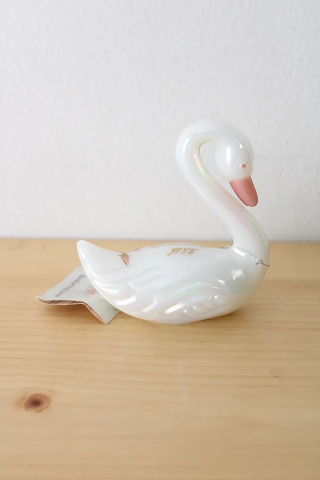 Jubilee Thrift Earrings Fenton Enduring Love 35 Year Anniversary Swan Figurine