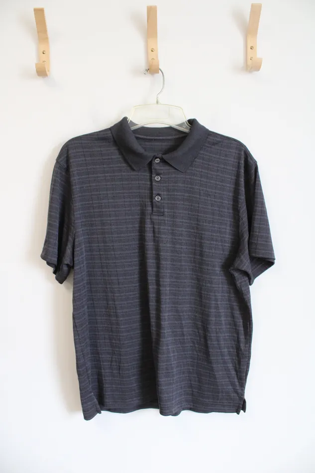 Jubilee Thrift Earrings Gray Plaid Polo Shirt L