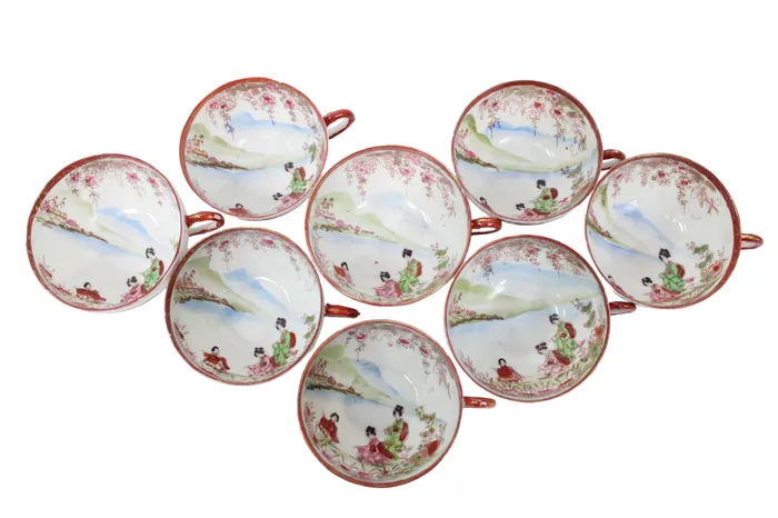Jubilee Thrift Earrings Red Vintage Geisha Teacups Set Of 8