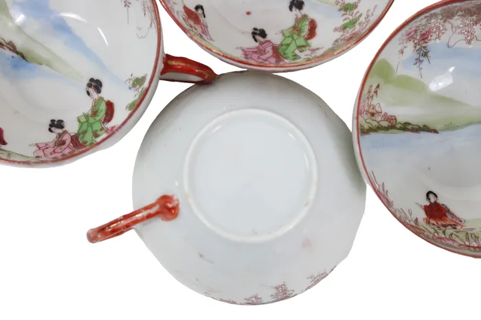 Jubilee Thrift Earrings Red Vintage Geisha Teacups Set Of 8