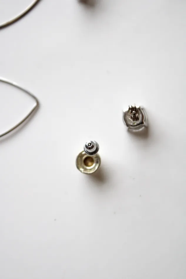 Jubilee Thrift Earrings Silver Crystal Clear Rhinestone Earring Set