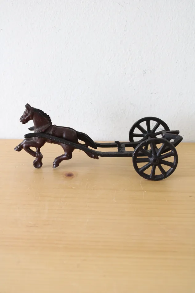 Jubilee Thrift Earrings Vintage Cast Iron Horse Cart