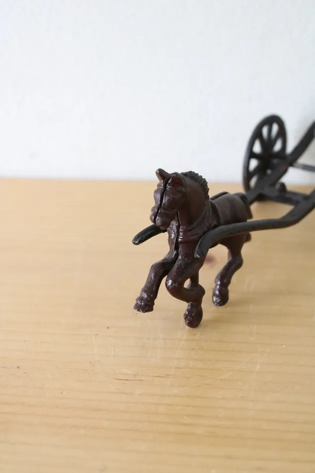 Jubilee Thrift Earrings Vintage Cast Iron Horse Cart
