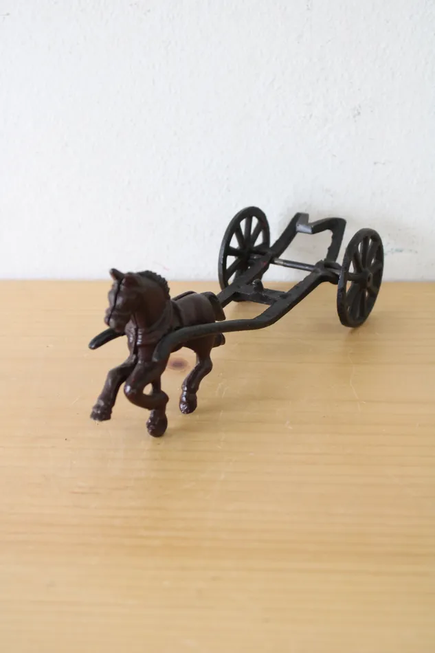 Jubilee Thrift Earrings Vintage Cast Iron Horse Cart