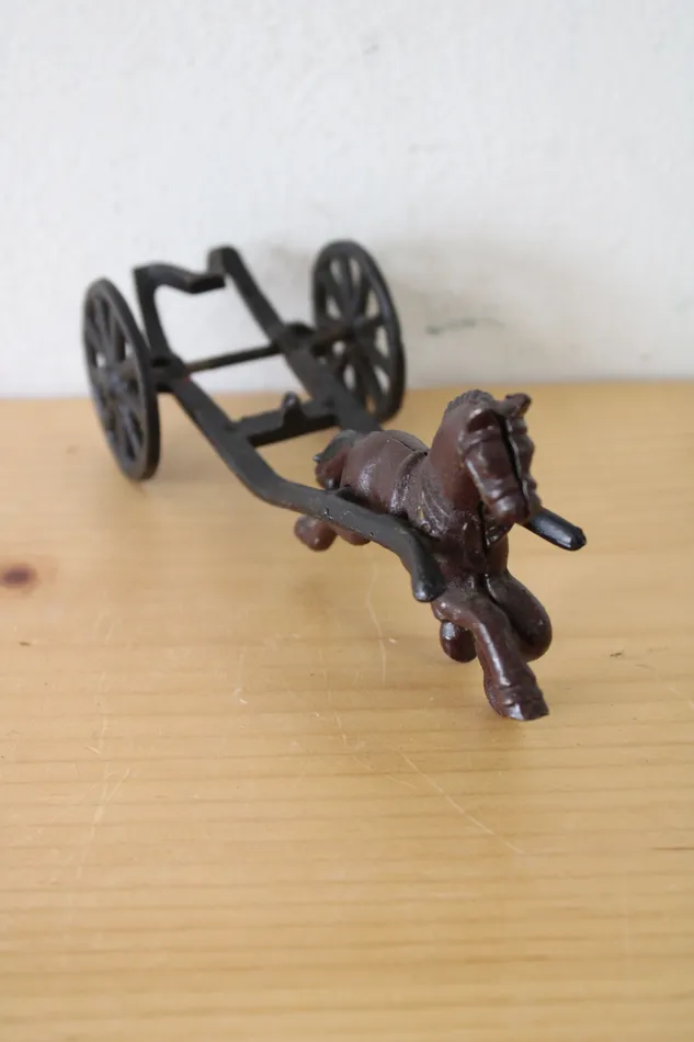 Jubilee Thrift Earrings Vintage Cast Iron Horse Cart