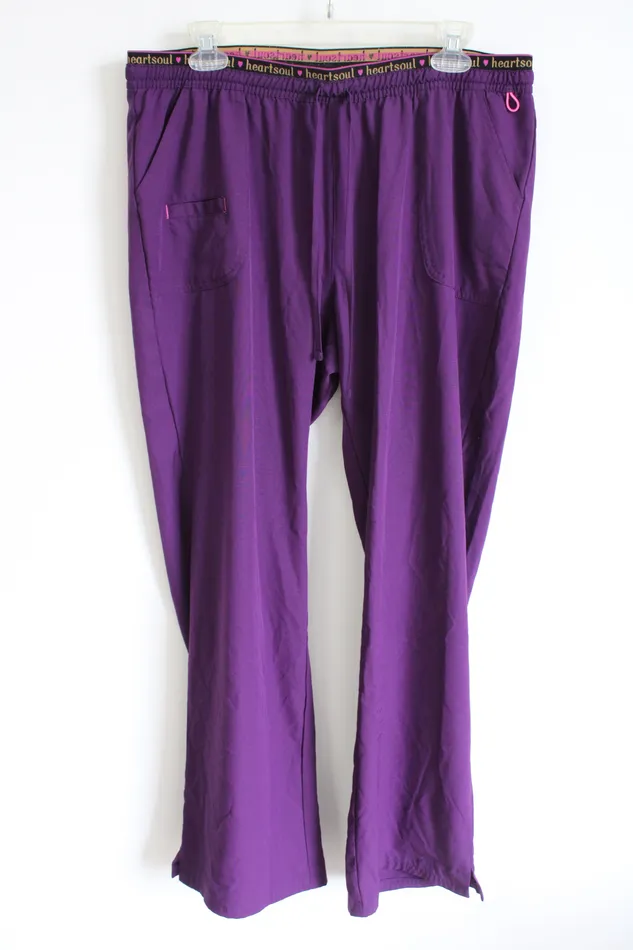 Jubilee Thrift Heartsoul Drawstring Waist Purple Scrub Pants XL Earrings